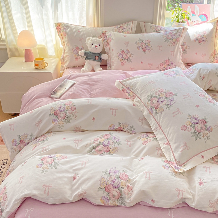 91家纺网 家纺一手货源 找家纺 凌鼎 2026新款多规格掉边全棉印花四件套 清风花影