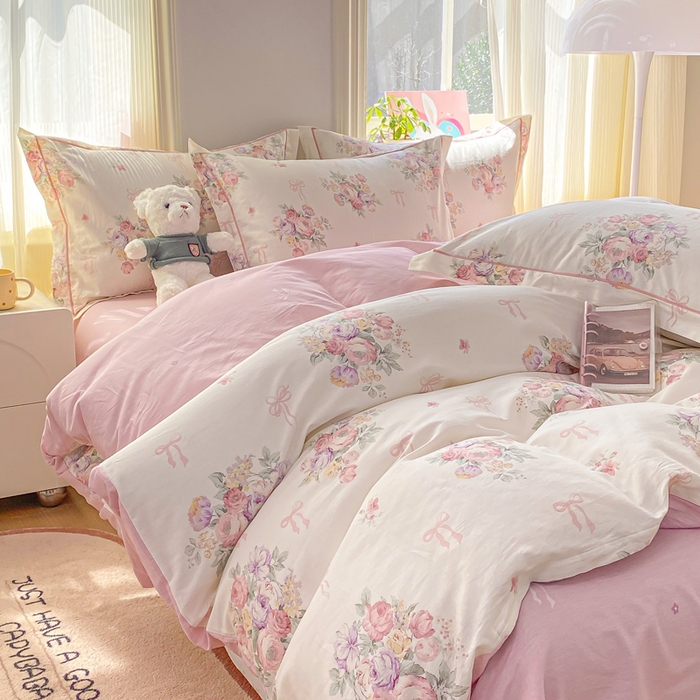 91家纺网 家纺一手货源 找家纺 凌鼎 2026新款多规格掉边全棉印花四件套 清风花影