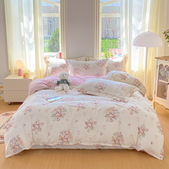 91家纺网 家纺一手货源 找家纺 凌鼎 2026新款多规格掉边全棉印花四件套 清风花影