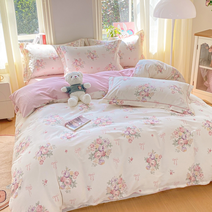 91家纺网 家纺一手货源 找家纺 凌鼎 2026新款多规格掉边全棉印花四件套 清风花影