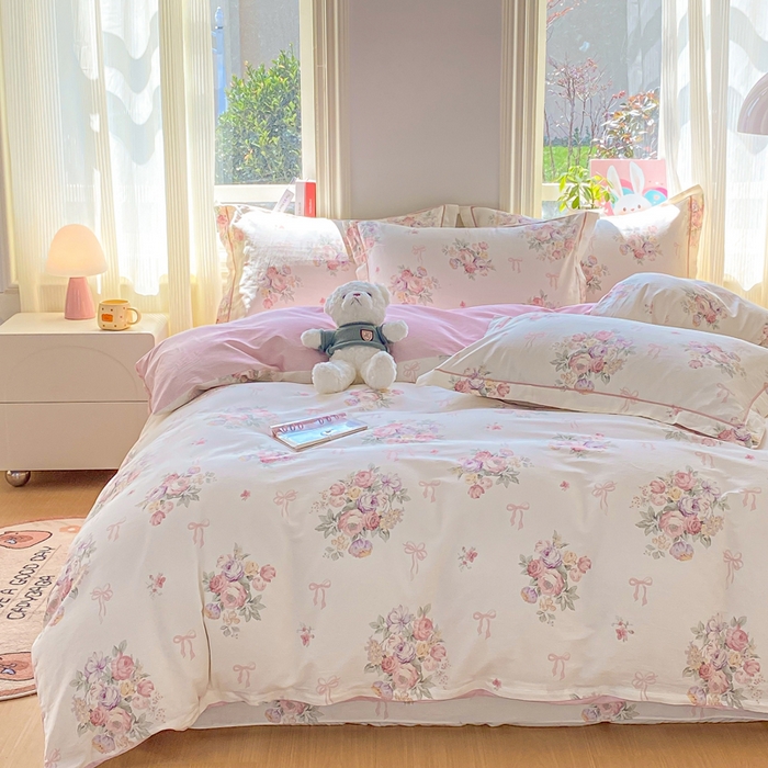 91家纺网 家纺一手货源 找家纺 凌鼎 2026新款多规格掉边全棉印花四件套 清风花影