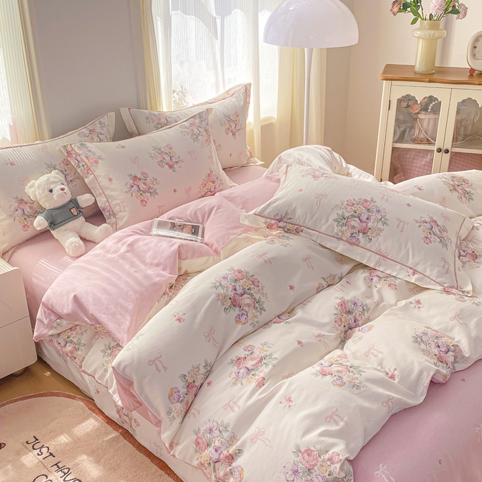 91家纺网 家纺一手货源 找家纺 凌鼎 2026新款多规格掉边全棉印花四件套 清风花影