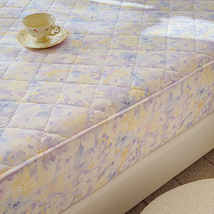 91家纺网 家纺一手货源 找家纺 U品汇 2026A类全棉夹棉床笠床罩单件隔尿透气床垫加厚防尘可水洗保护套 紫色梦境