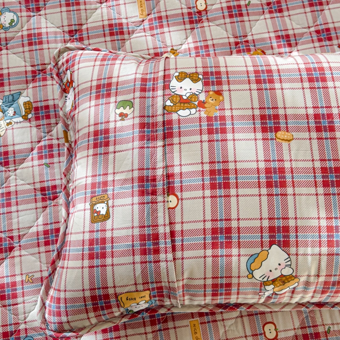 91家纺网 家纺一手货源 找家纺 U品汇 2026A类全棉夹棉床笠床罩单件隔尿透气床垫加厚防尘可水洗保护套 淘气猫咪