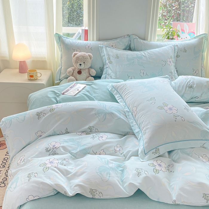 91家纺网 家纺一手货源 找家纺 凌鼎 2026新款多规格掉边全棉印花四件套 至雅清新