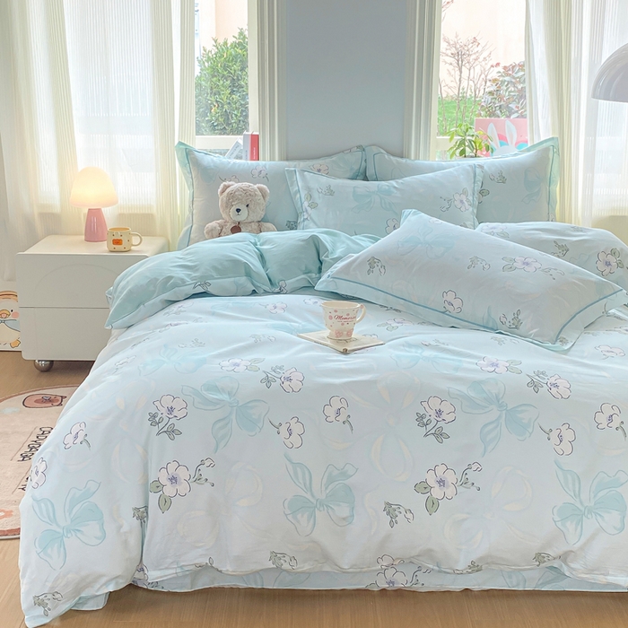 91家纺网 家纺一手货源 找家纺 凌鼎 2026新款多规格掉边全棉印花四件套 至雅清新