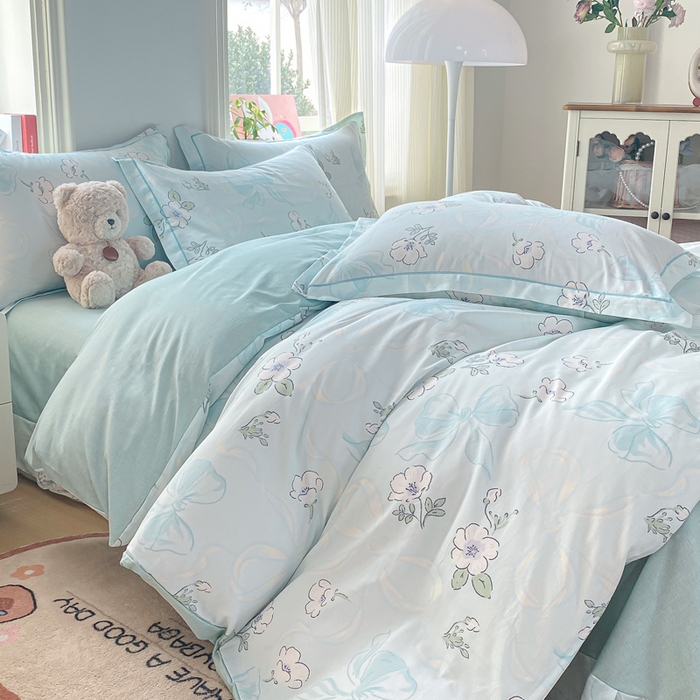 91家纺网 家纺一手货源 找家纺 凌鼎 2026新款多规格掉边全棉印花四件套 至雅清新