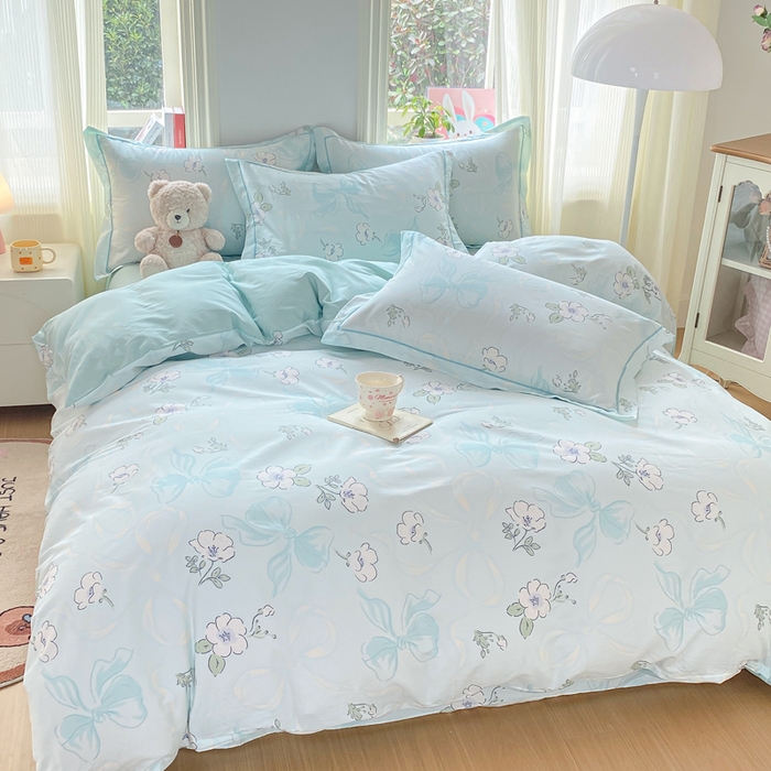 91家纺网 家纺一手货源 找家纺 凌鼎 2026新款多规格掉边全棉印花四件套 至雅清新