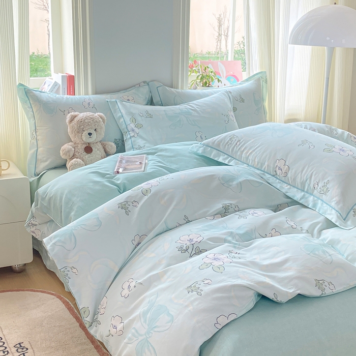 91家纺网 家纺一手货源 找家纺 凌鼎 2026新款多规格掉边全棉印花四件套 至雅清新