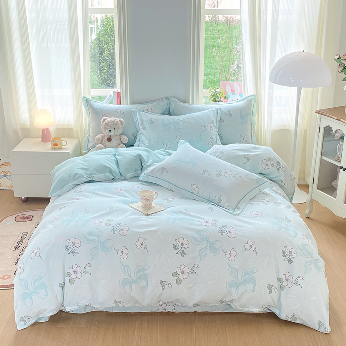 91家纺网 家纺一手货源 找家纺 凌鼎 2026新款多规格掉边全棉印花四件套 至雅清新