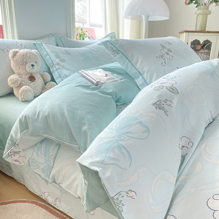 91家纺网 家纺一手货源 找家纺 凌鼎 2026新款多规格掉边全棉印花四件套 至雅清新