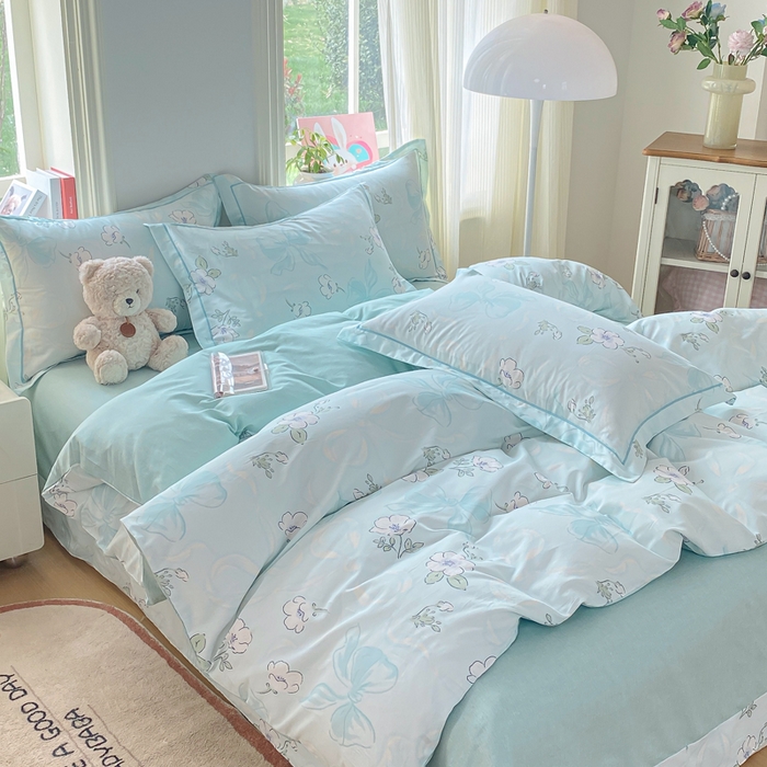 91家纺网 家纺一手货源 找家纺 凌鼎 2026新款多规格掉边全棉印花四件套 至雅清新