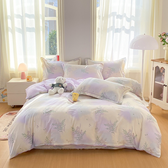 91家纺网 家纺一手货源 找家纺 凌鼎 2026新款多规格掉边全棉印花四件套 紫藤花