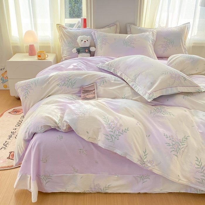 凌鼎 2026新款多规格掉边全棉印花四件套 紫藤花