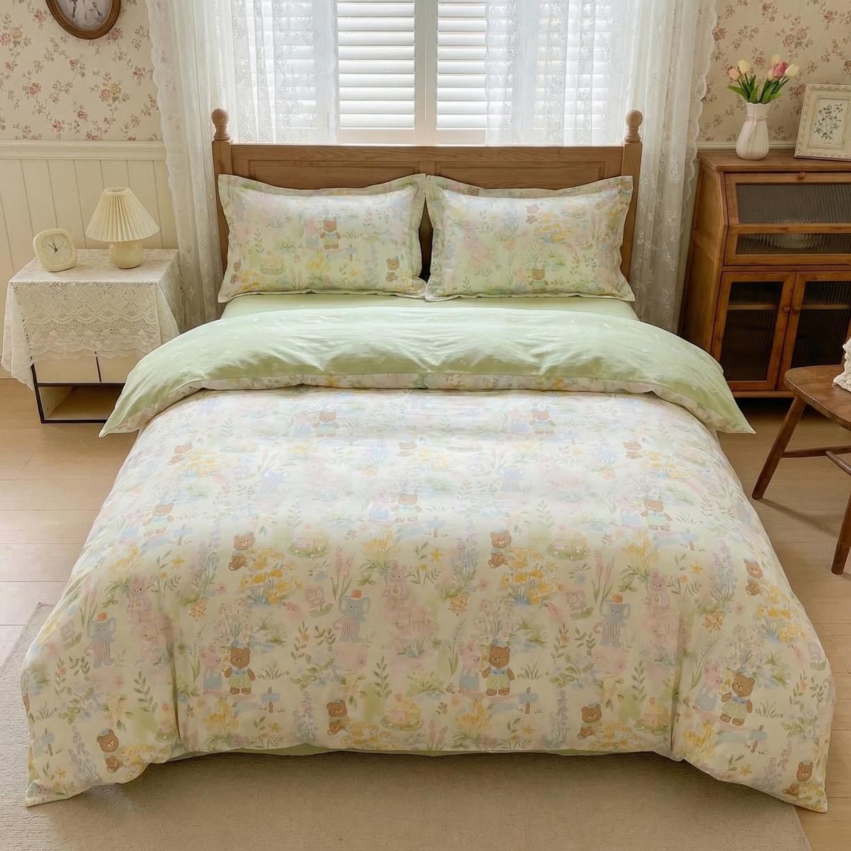 91家纺网 家纺一手货源 找家纺 （总）U品汇 2026春夏新品全棉纯棉长绒棉印花四件套学生三件套100%棉小清新13070