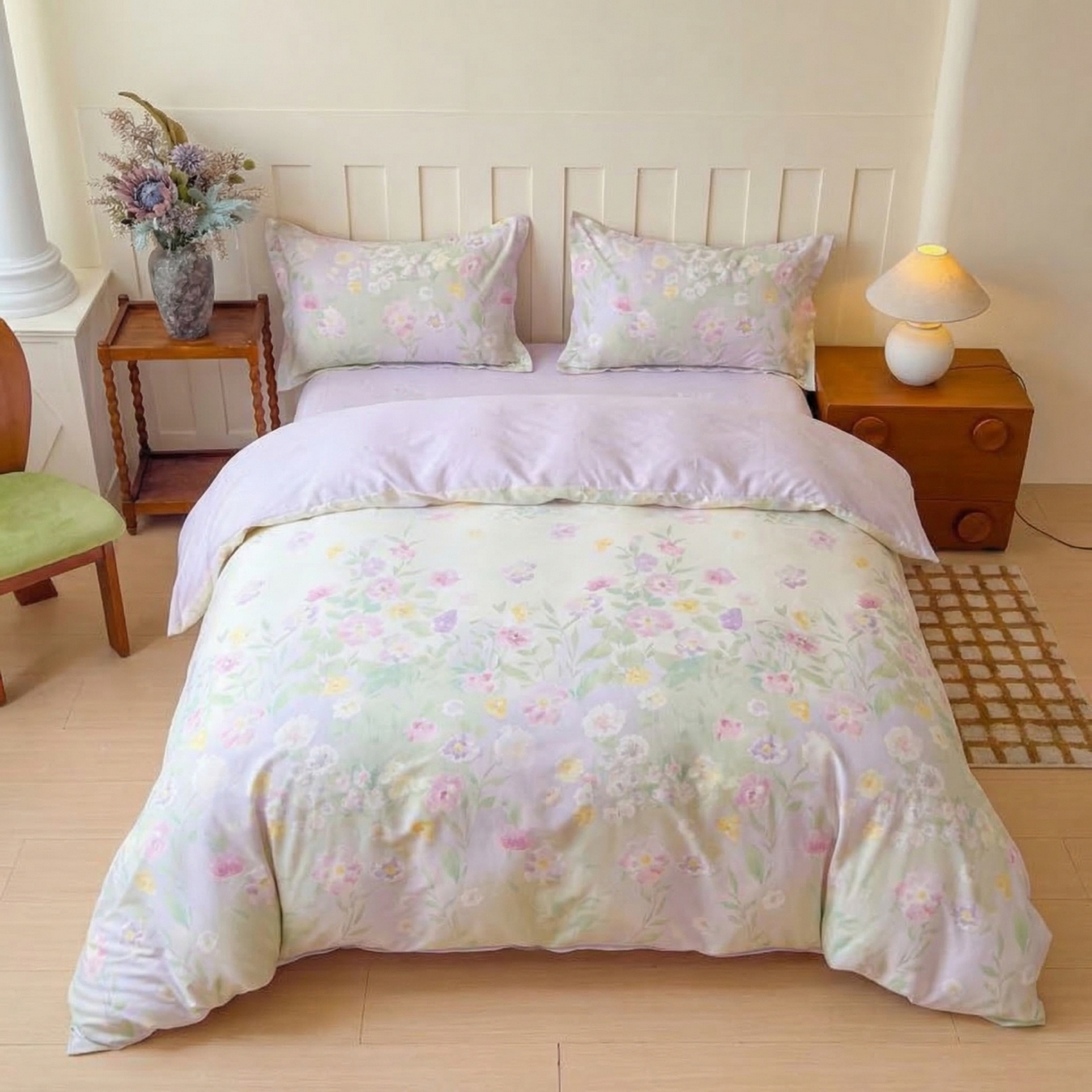 91家纺网 家纺一手货源 找家纺 （总）U品汇 2026春夏新品全棉纯棉长绒棉印花四件套学生三件套100%棉小清新13070