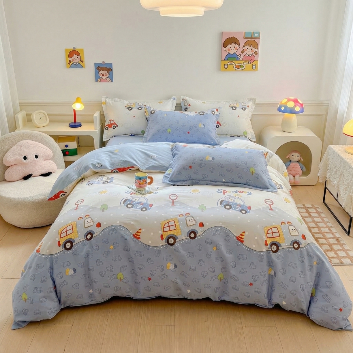 91家纺网 家纺一手货源 找家纺 （总）U品汇 2026春夏新品全棉纯棉长绒棉印花四件套学生三件套100%棉小清新13070