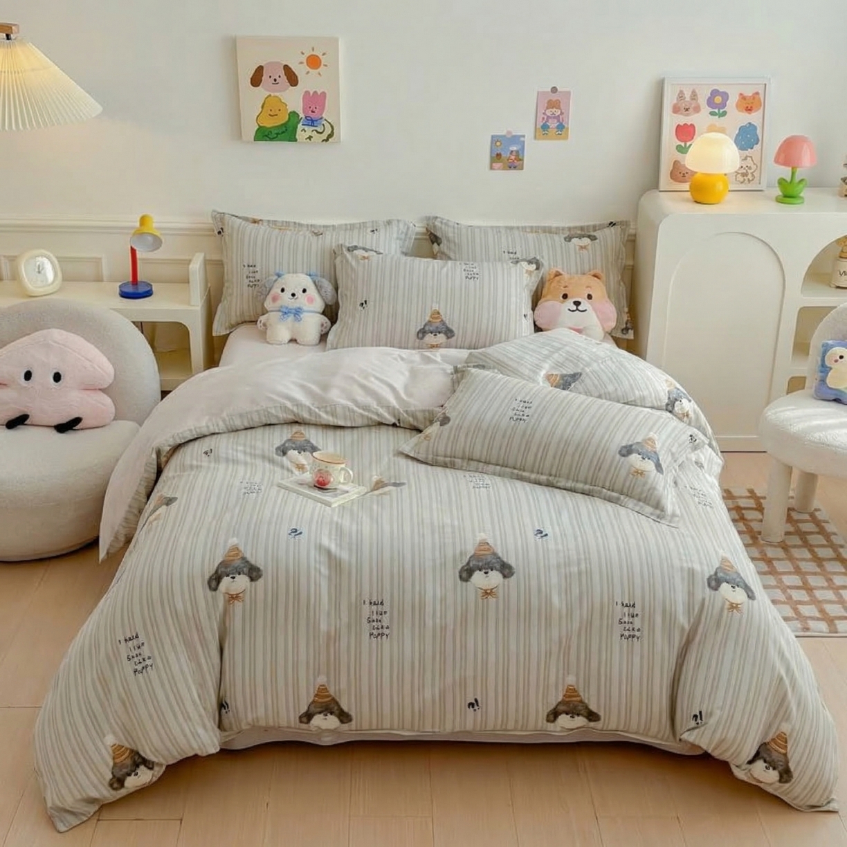 91家纺网 家纺一手货源 找家纺 （总）U品汇 2026春夏新品全棉纯棉长绒棉印花四件套学生三件套100%棉小清新13070