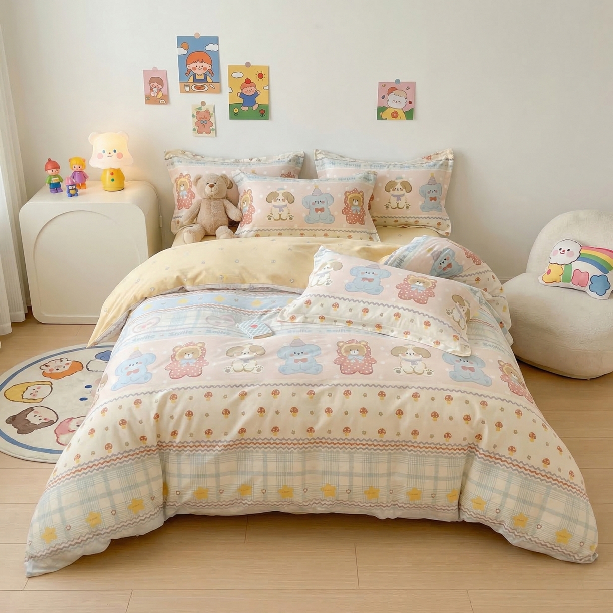 91家纺网 家纺一手货源 找家纺 （总）U品汇 2026春夏新品全棉纯棉长绒棉印花四件套学生三件套100%棉小清新13070