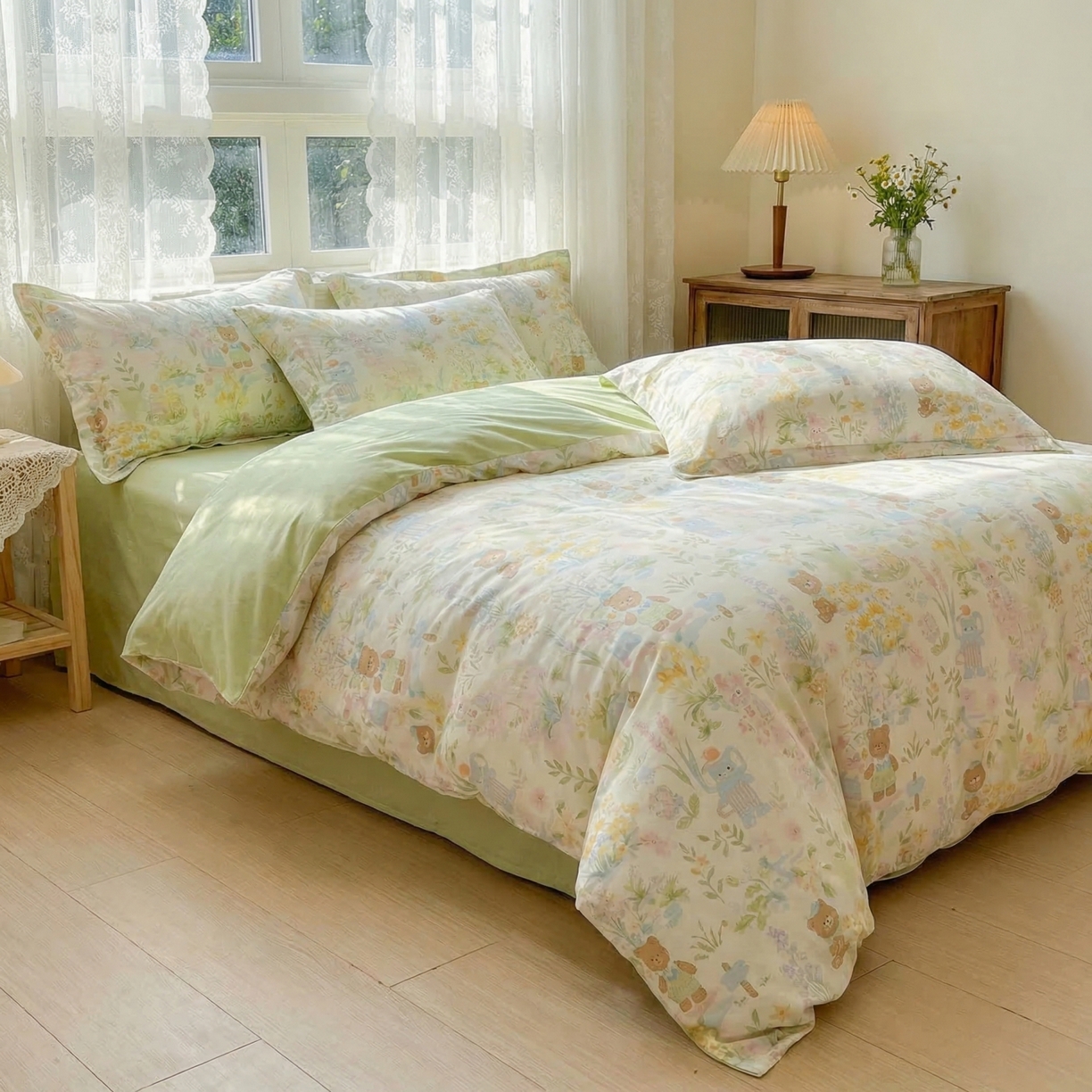 91家纺网 家纺一手货源 找家纺 U品汇 2026春夏新品全棉纯棉长绒棉印花四件套学生三件套100%棉小清新13070 春日假期