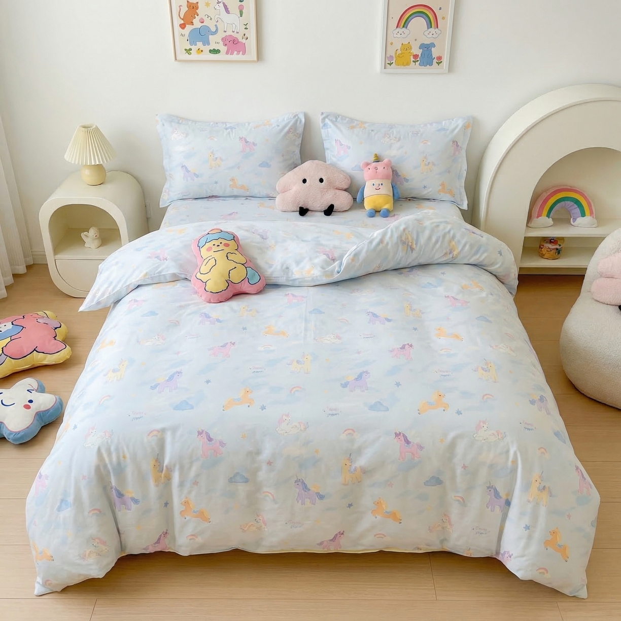 U品汇 2026春夏新品全棉纯棉长绒棉印花四件套学生三件套100%棉小清新13070 独角兽