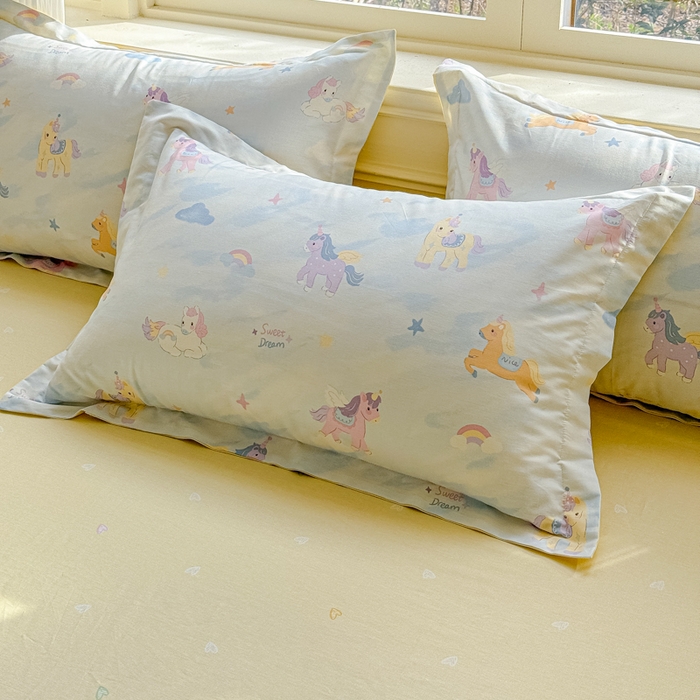 91家纺网 家纺一手货源 找家纺 U品汇 2026春夏新品全棉纯棉长绒棉印花四件套学生三件套100%棉小清新13070 独角兽