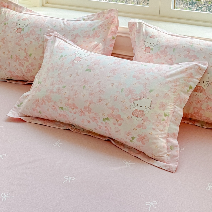 91家纺网 家纺一手货源 找家纺 U品汇 2026春夏新品全棉纯棉长绒棉印花四件套学生三件套100%棉小清新13070 凯蒂咪粉