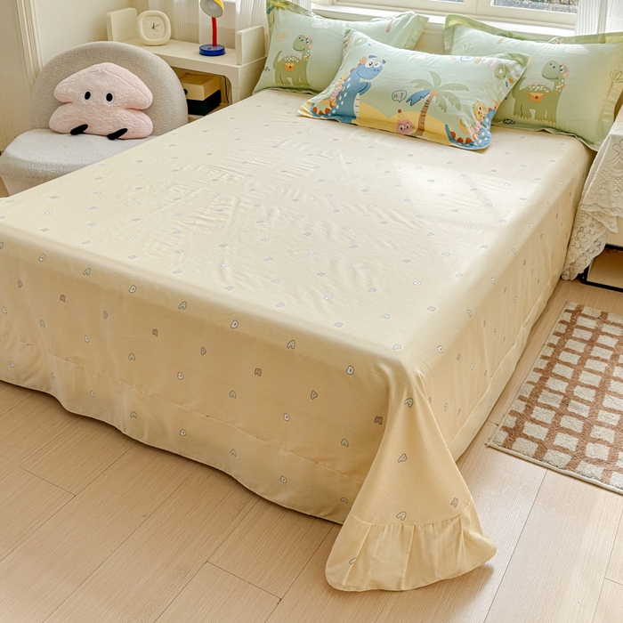 91家纺网 家纺一手货源 找家纺 U品汇 2026春夏新品全棉纯棉长绒棉印花四件套学生三件套100%棉小清新13070 恐龙宝宝