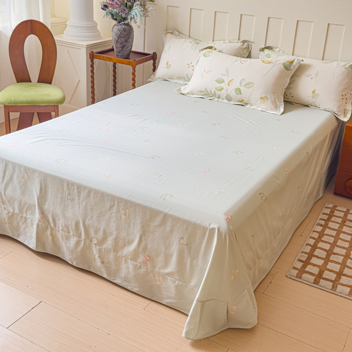 91家纺网 家纺一手货源 找家纺 U品汇 2026春夏新品全棉纯棉长绒棉印花四件套学生三件套100%棉小清新13070 绿茵幻境