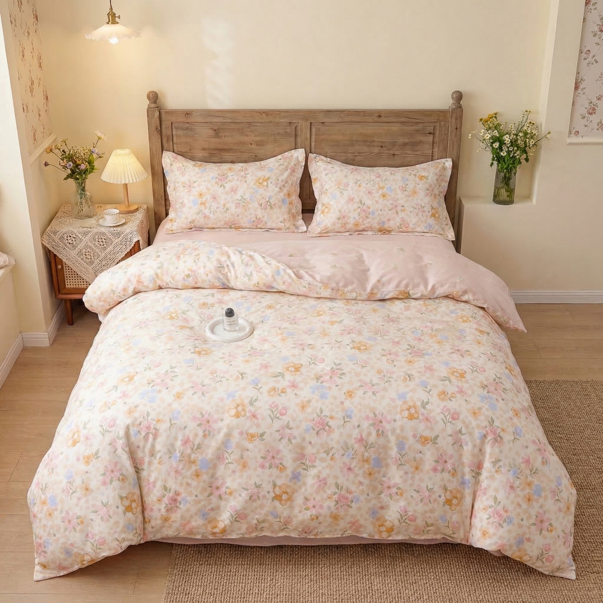 U品汇 2026春夏新品全棉纯棉长绒棉印花四件套学生三件套100%棉小清新13070 粟米花