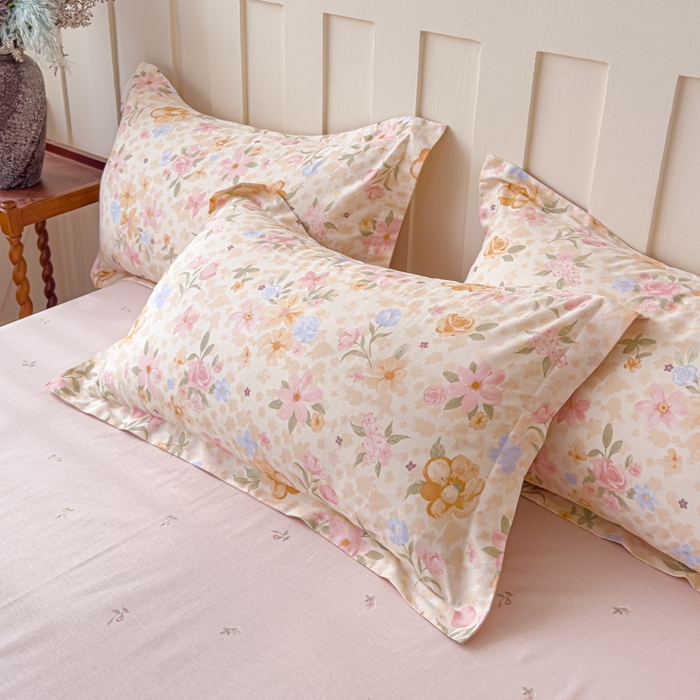 91家纺网 家纺一手货源 找家纺 U品汇 2026春夏新品全棉纯棉长绒棉印花四件套学生三件套100%棉小清新13070 粟米花