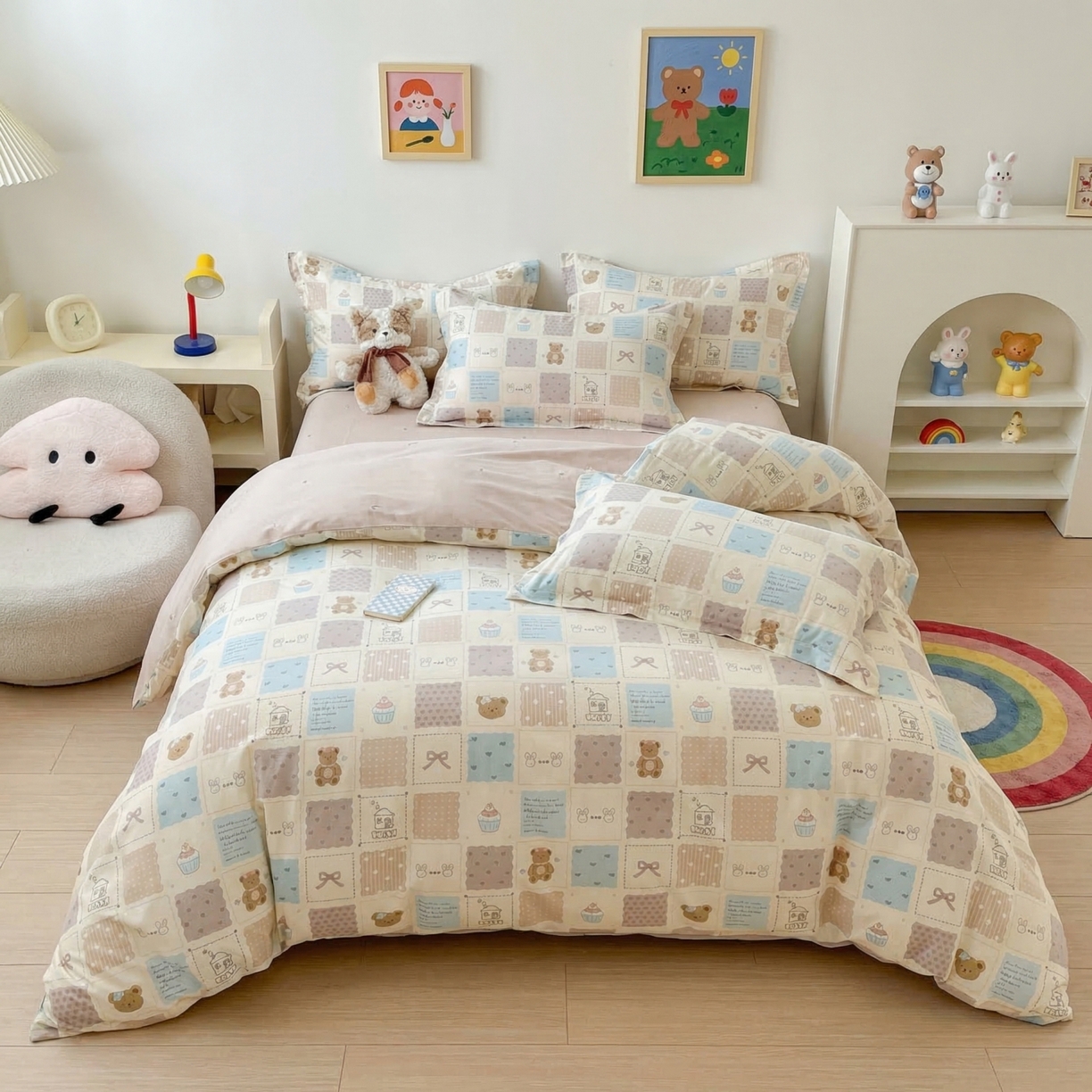 U品汇 2026春夏新品全棉纯棉长绒棉印花四件套学生三件套100%棉小清新13070 童话区间