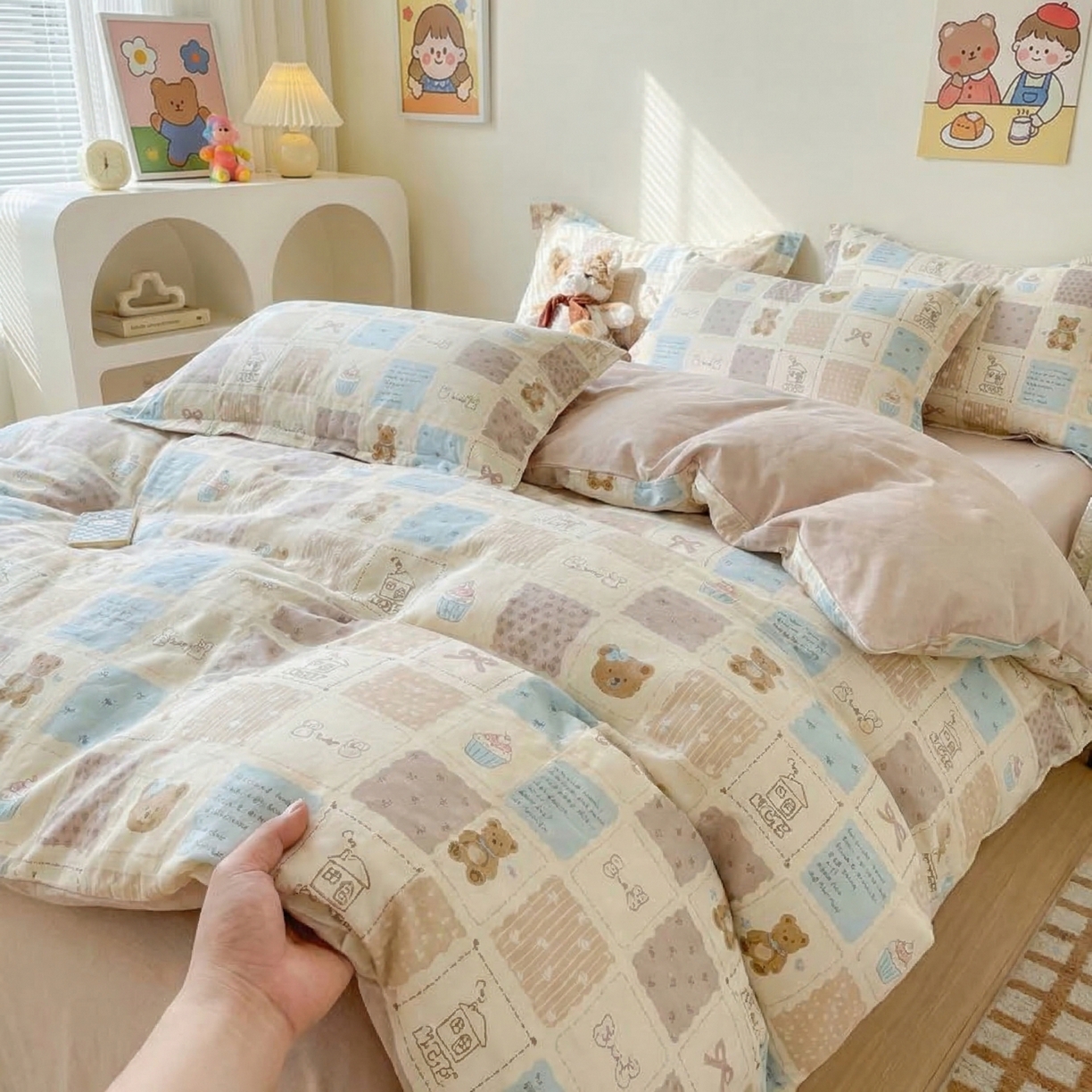 91家纺网 家纺一手货源 找家纺 U品汇 2026春夏新品全棉纯棉长绒棉印花四件套学生三件套100%棉小清新13070 童话区间