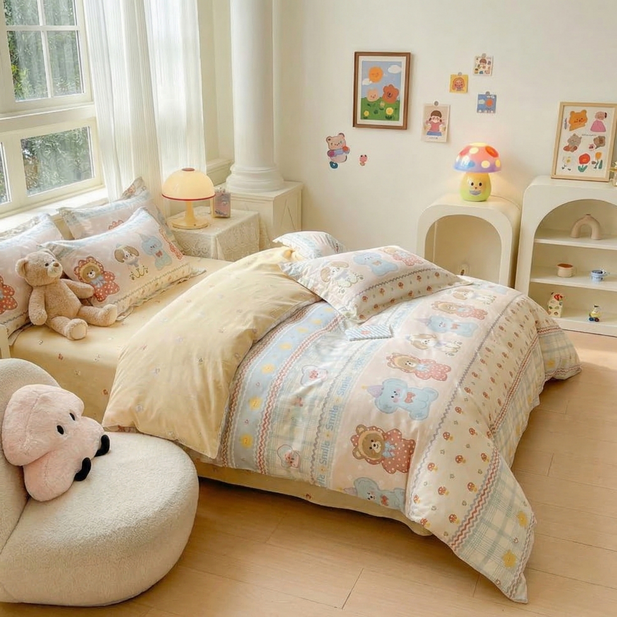 91家纺网 家纺一手货源 找家纺 U品汇 2026春夏新品全棉纯棉长绒棉印花四件套学生三件套100%棉小清新13070 围巾世界