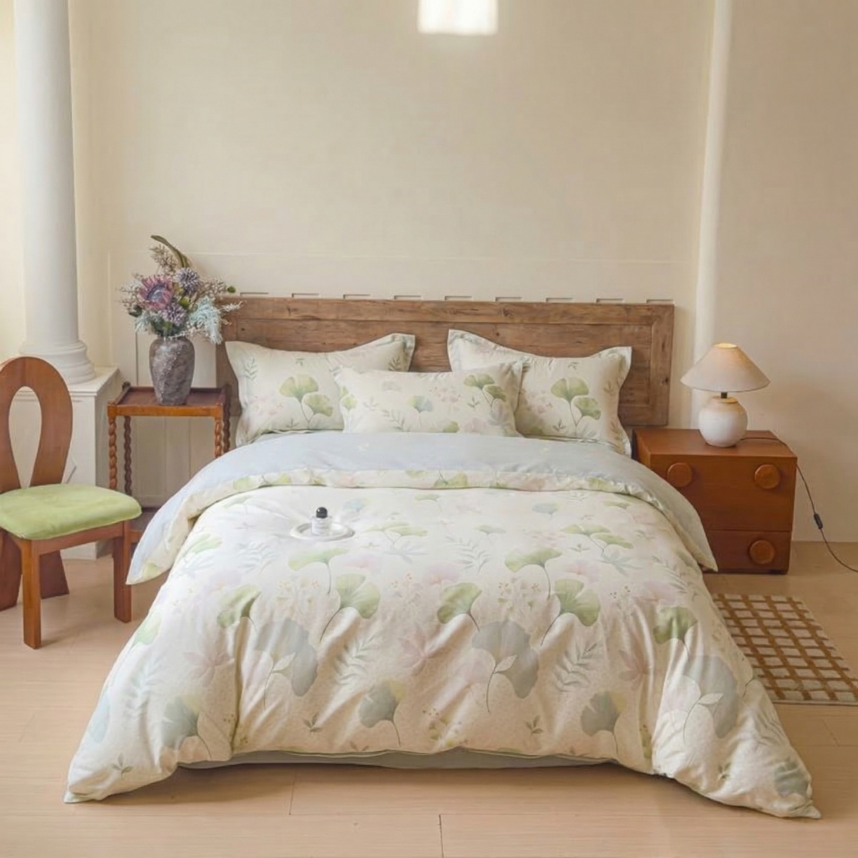 U品汇 2026春夏新品全棉纯棉长绒棉印花四件套学生三件套100%棉小清新13070 银杏叶