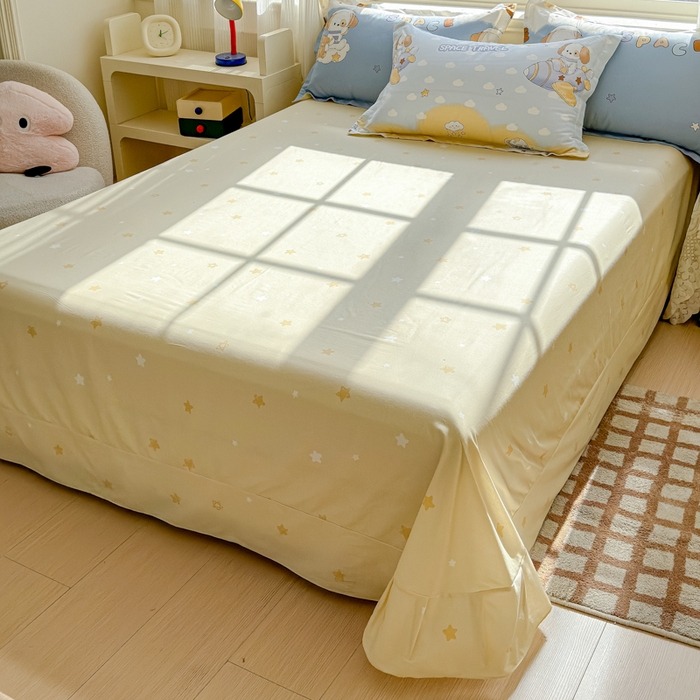 91家纺网 家纺一手货源 找家纺 U品汇 2026春夏新品全棉纯棉长绒棉印花四件套学生三件套100%棉小清新13070 宇航员