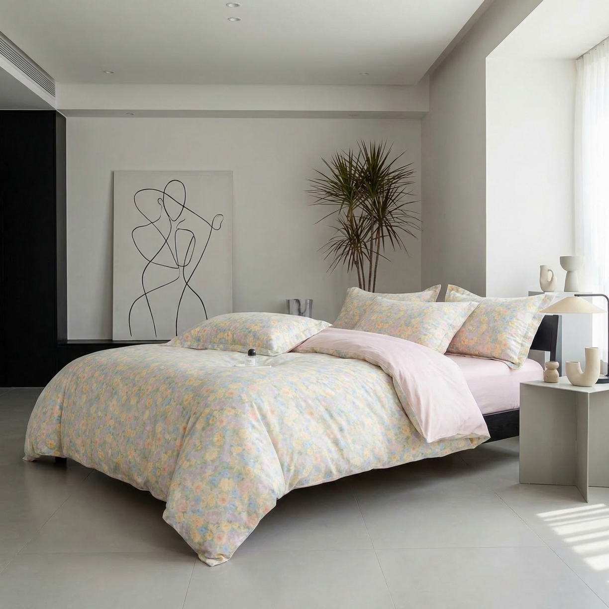 91家纺网 家纺一手货源 找家纺 U品汇 2026春夏新品全棉纯棉长绒棉印花四件套学生三件套100%棉小清新13070 栀子花开