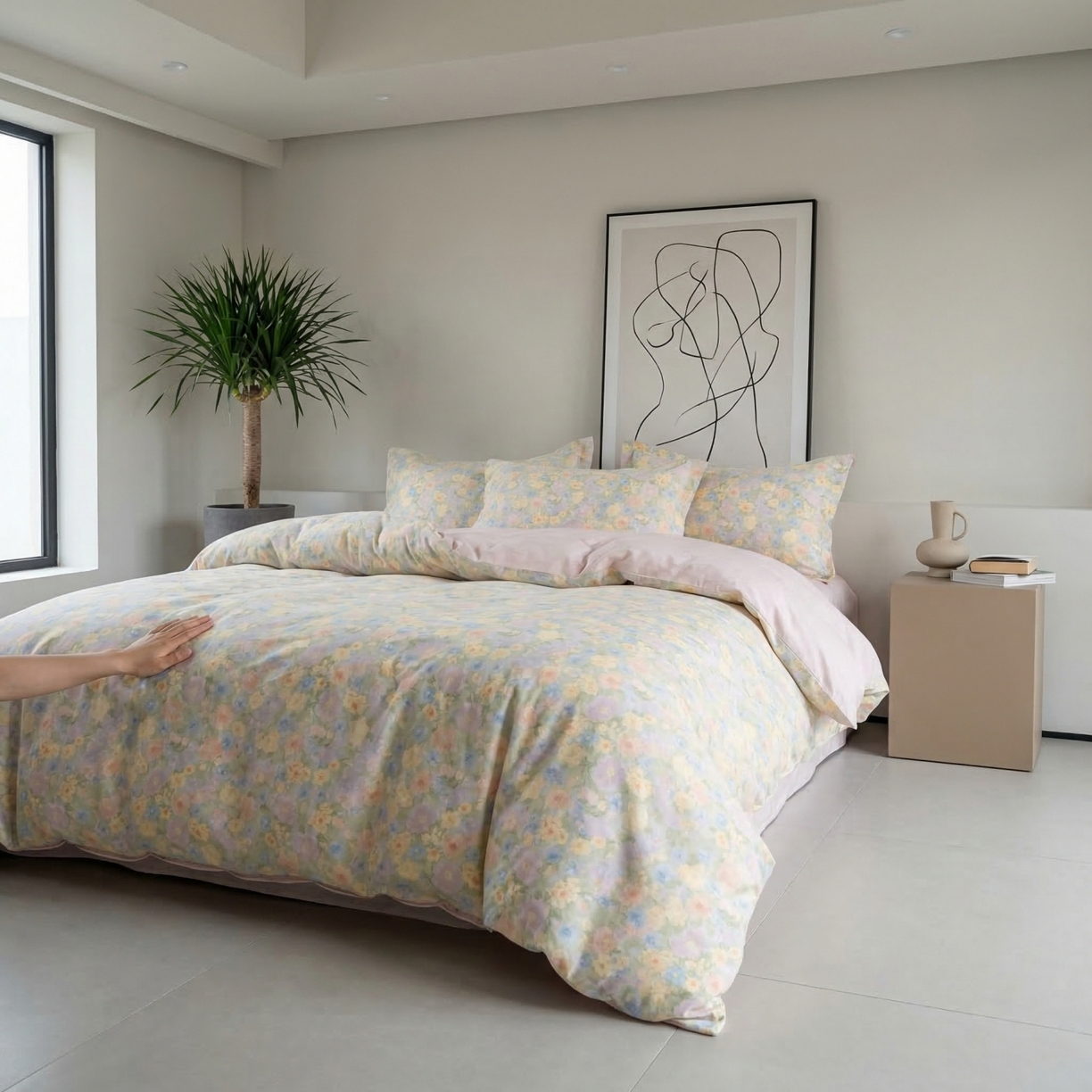 91家纺网 家纺一手货源 找家纺 U品汇 2026春夏新品全棉纯棉长绒棉印花四件套学生三件套100%棉小清新13070 栀子花开