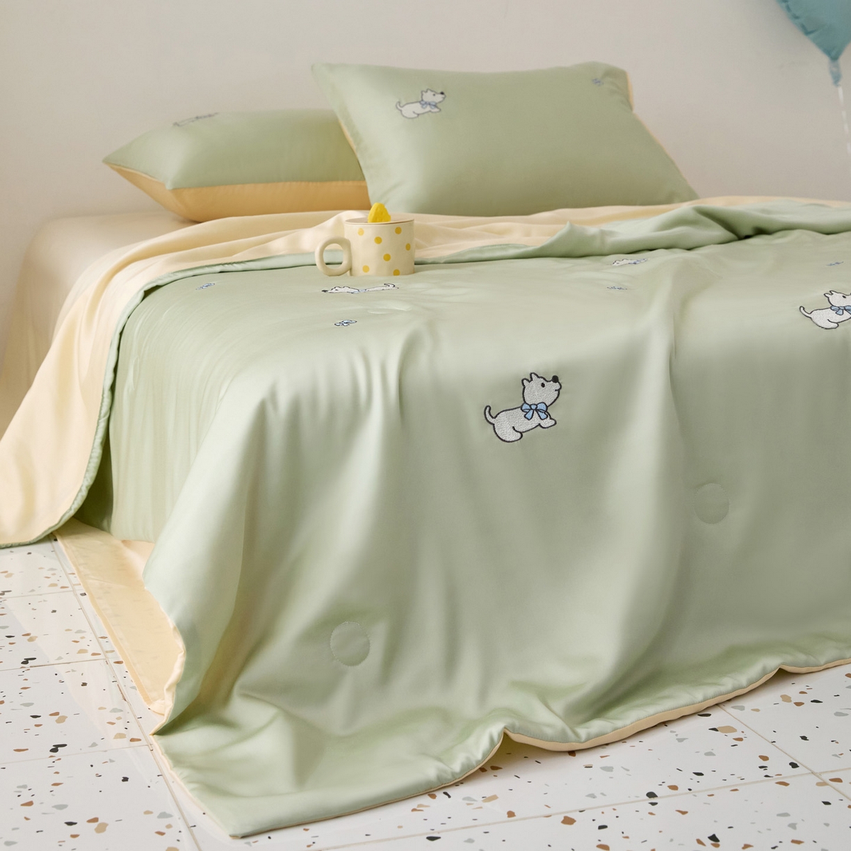 91家纺网 家纺一手货源 找家纺 花愿（原花纪） 2026新款水洗冰丝刺绣夏被夏凉被空调被-爱彼 爱彼-水果清香+奶黄