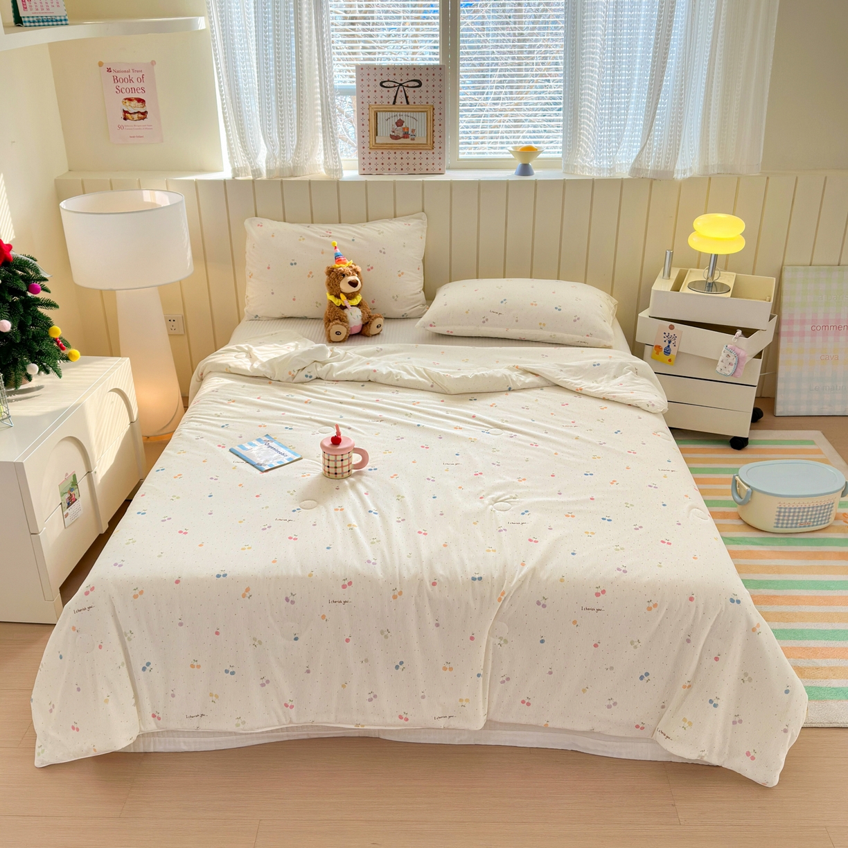 91家纺网 家纺一手货源 找家纺 寐居家纺 2026新款清爽凉感丝夏被夏凉被空调被 彩樱甜心