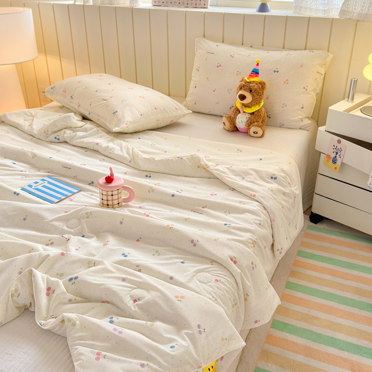 91家纺网 家纺一手货源 找家纺 寐居家纺 2026新款清爽凉感丝夏被夏凉被空调被 彩樱甜心