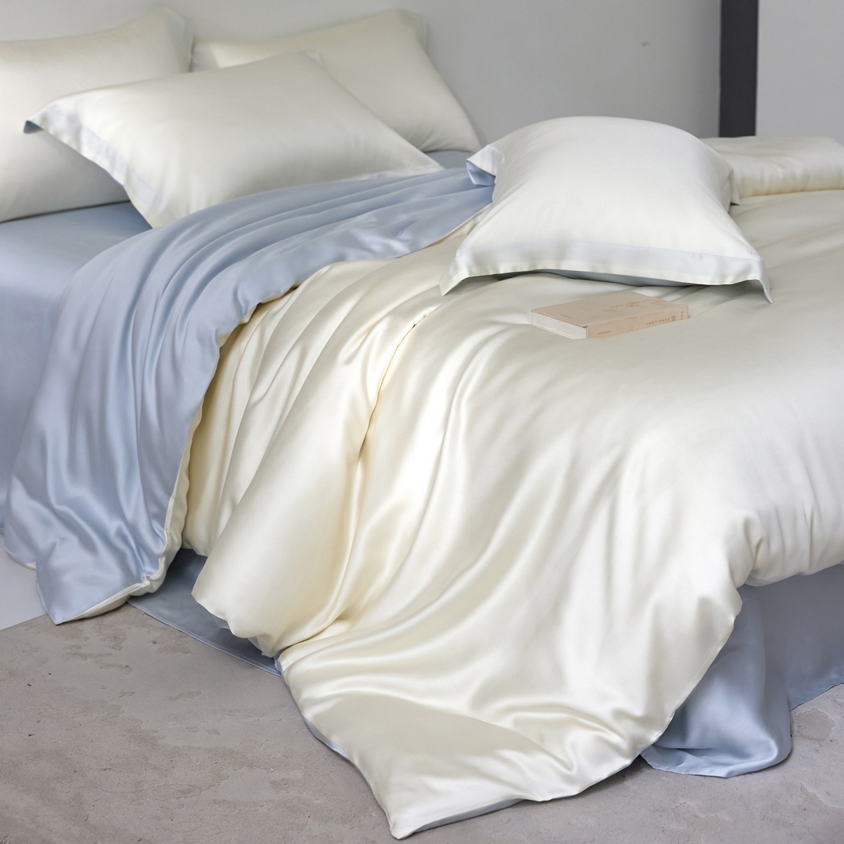 91家纺网 家纺一手货源 找家纺 （总）花愿（原花纪） 2026春夏新款全棉纯棉纯色双拼四件套-安娜