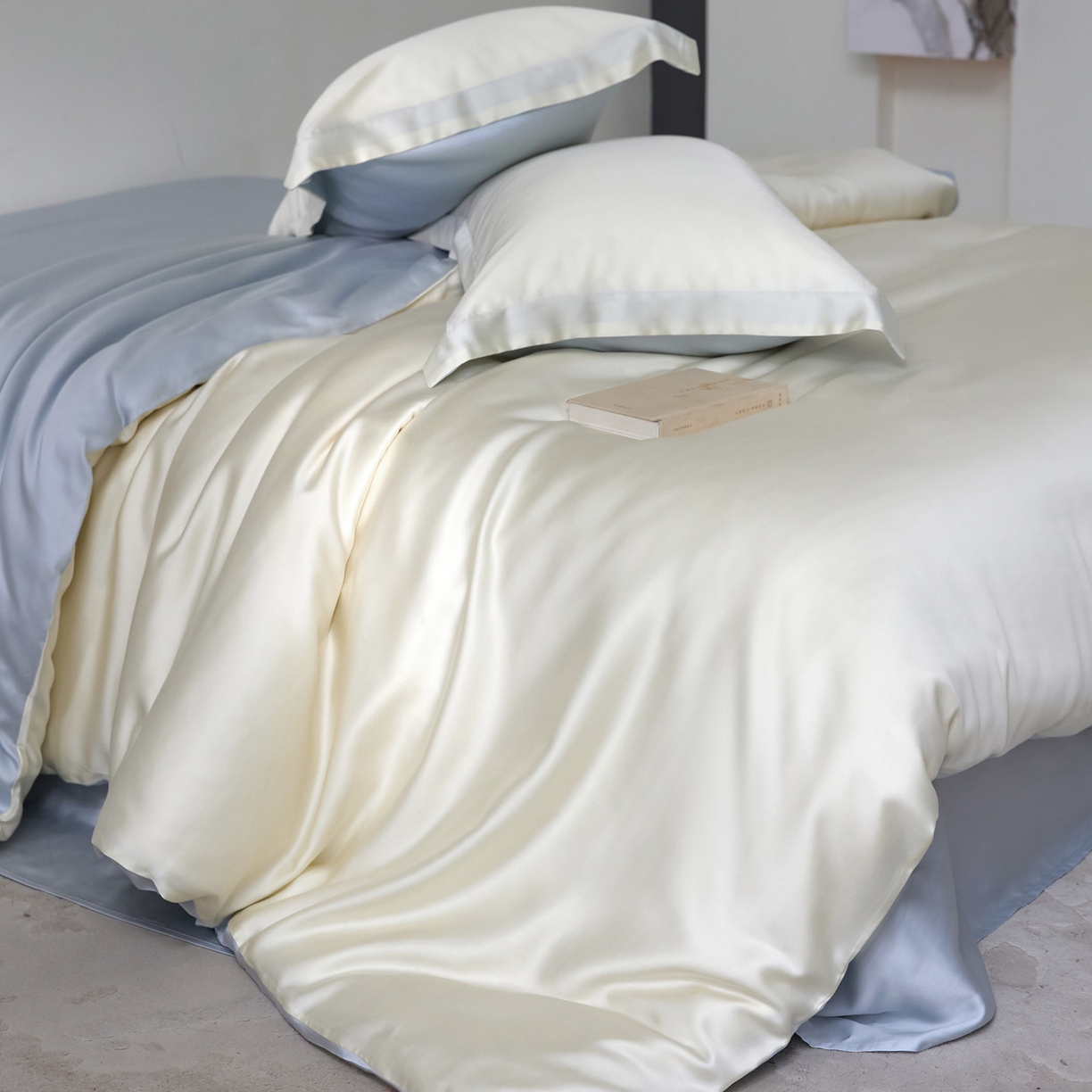 91家纺网 家纺一手货源 找家纺 （总）花愿（原花纪） 2026春夏新款全棉纯棉纯色双拼四件套-安娜