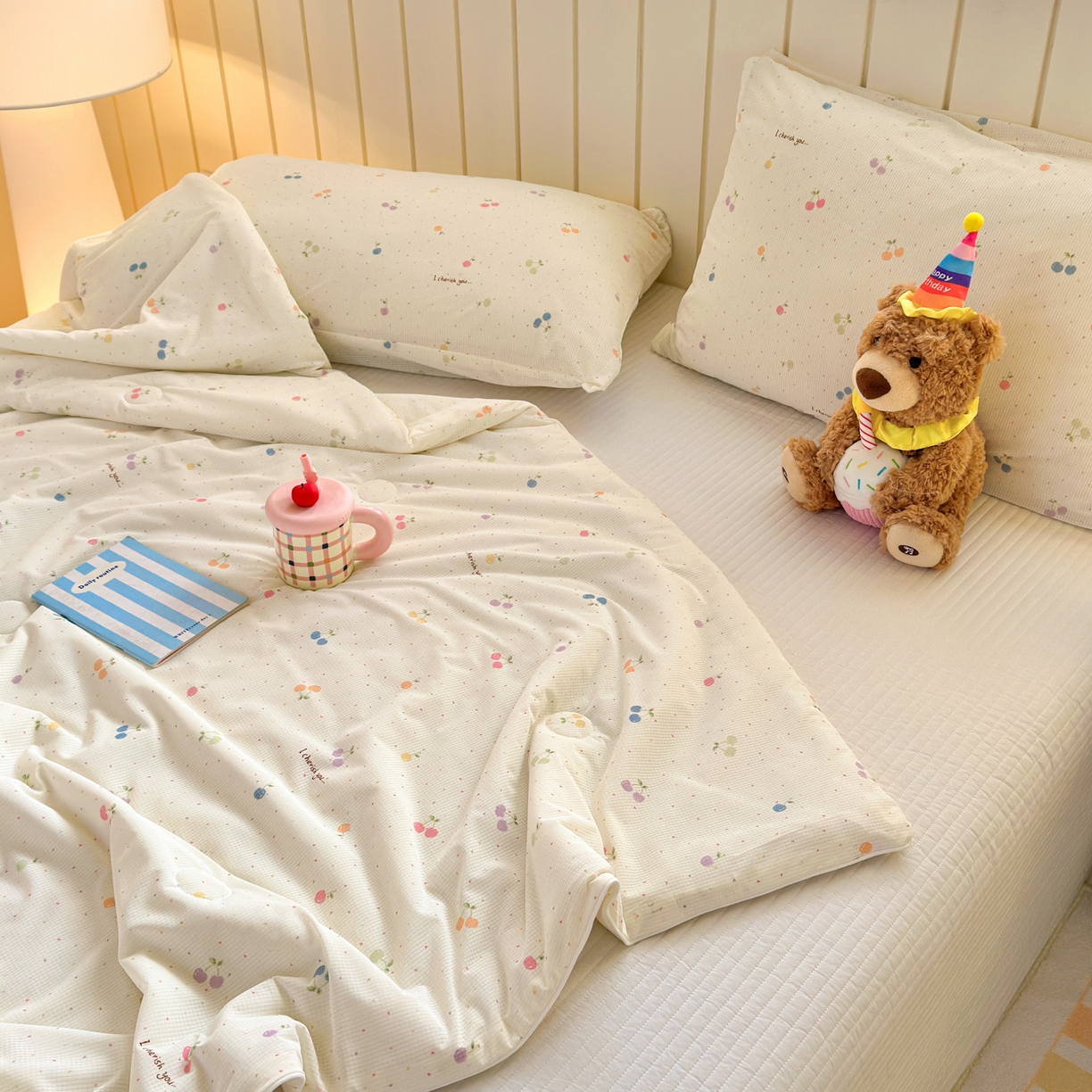 91家纺网 家纺一手货源 找家纺 寐居家纺 2026新款清爽凉感丝夏被夏凉被空调被 彩樱甜心