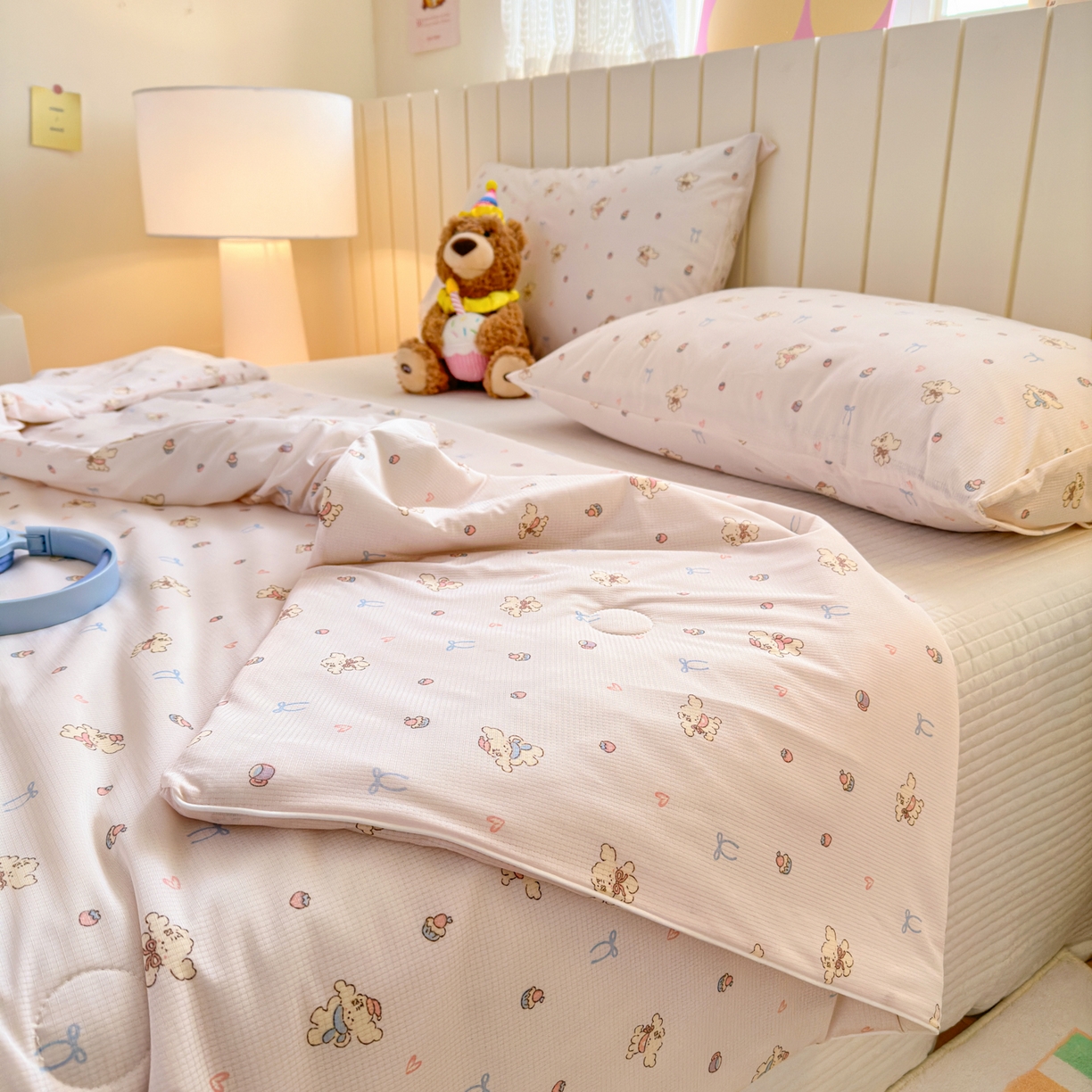 91家纺网 家纺一手货源 找家纺 寐居家纺 2026新款清爽凉感丝夏被夏凉被空调被 粉粟小狗