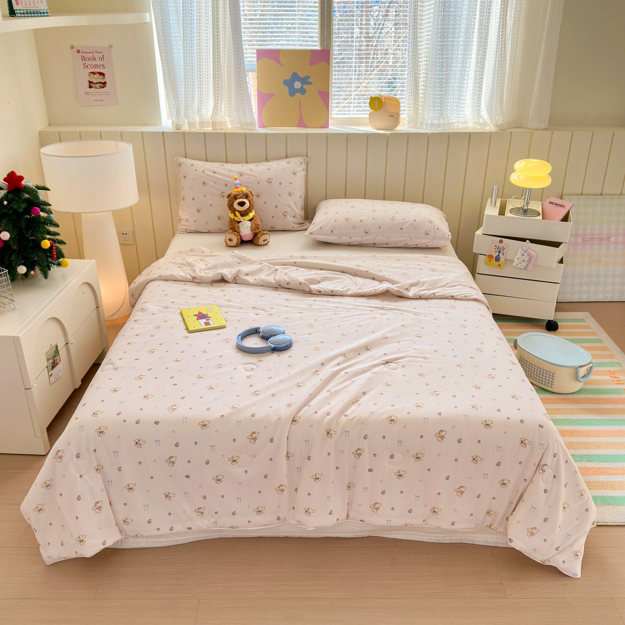 91家纺网 家纺一手货源 找家纺 寐居家纺 2026新款清爽凉感丝夏被夏凉被空调被 粉粟小狗