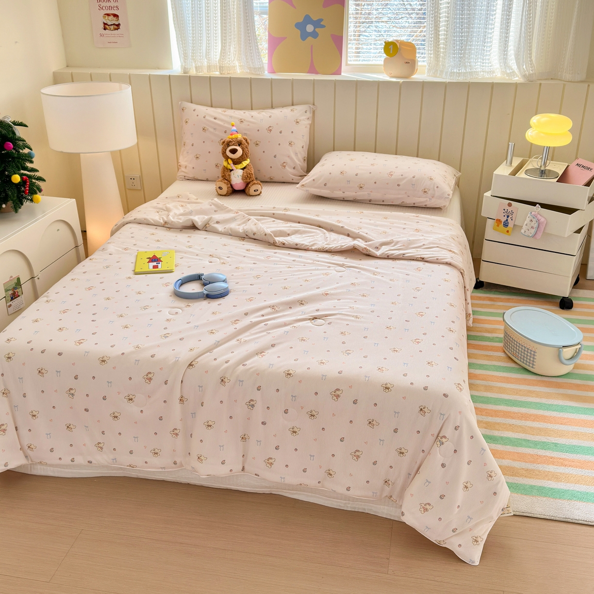 91家纺网 家纺一手货源 找家纺 寐居家纺 2026新款清爽凉感丝夏被夏凉被空调被 粉粟小狗