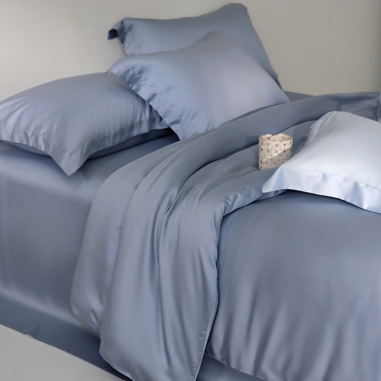 花愿（原花纪） 2026春夏新款全棉纯棉纯色双拼四件套-安娜 安娜-宾利蓝