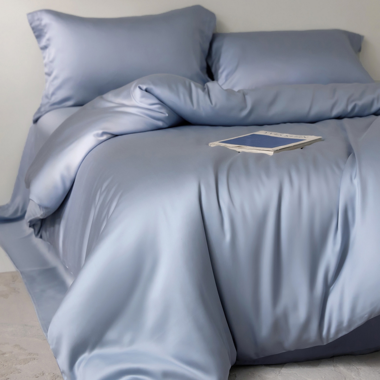 91家纺网 家纺一手货源 找家纺 花愿（原花纪） 2026春夏新款全棉纯棉纯色双拼四件套-安娜 安娜-宾利蓝