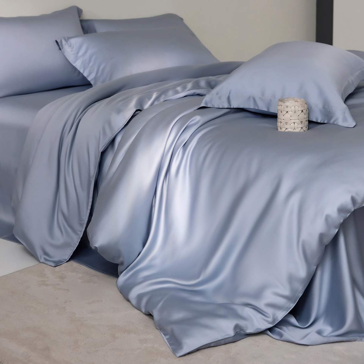 91家纺网 家纺一手货源 找家纺 花愿（原花纪） 2026春夏新款全棉纯棉纯色双拼四件套-安娜 安娜-宾利蓝